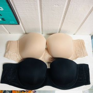 Torrid Bra Lot 42C Push Up Strapless Lace Boned T-Shirt Multi-Way Underwire